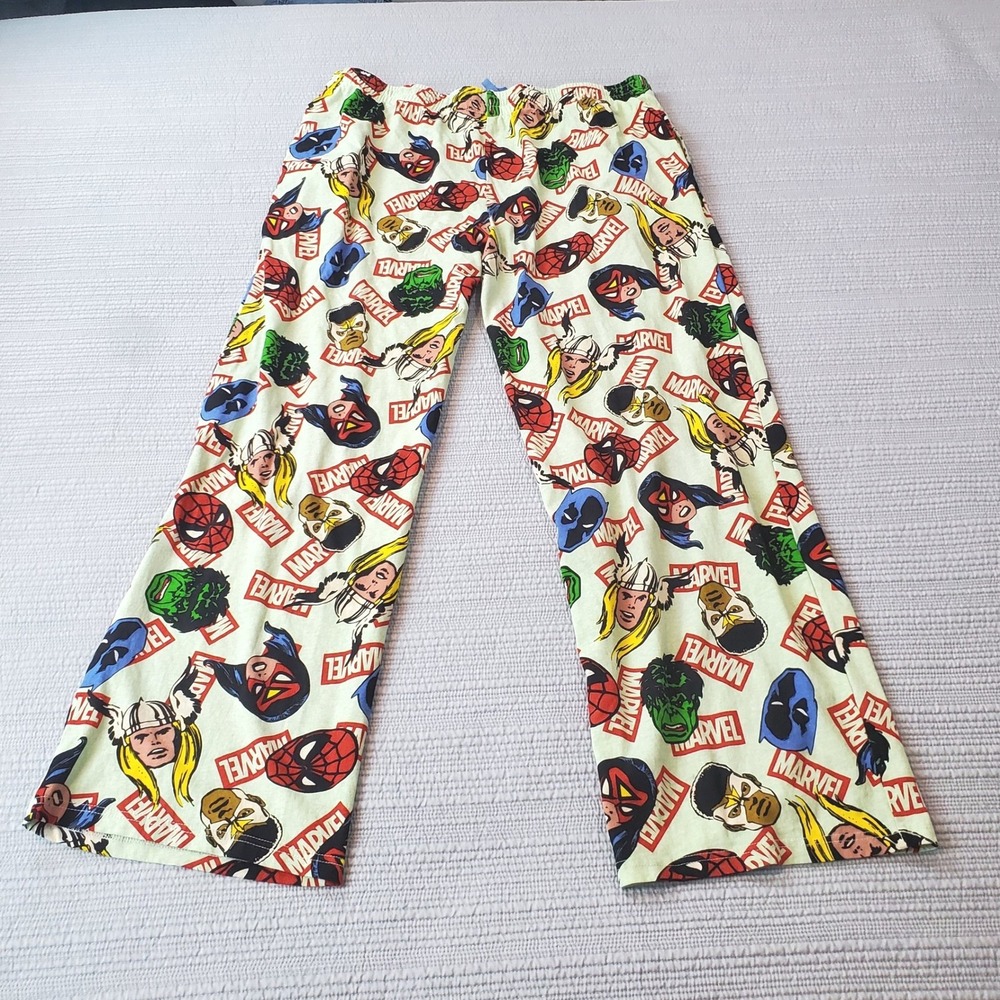Marvel Pajama Pants Mens XXL Green All Over Print 100% Cotton Lounge Sleep
